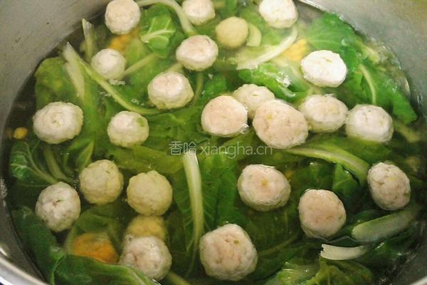 玉米青菜圆子汤的做法图解11