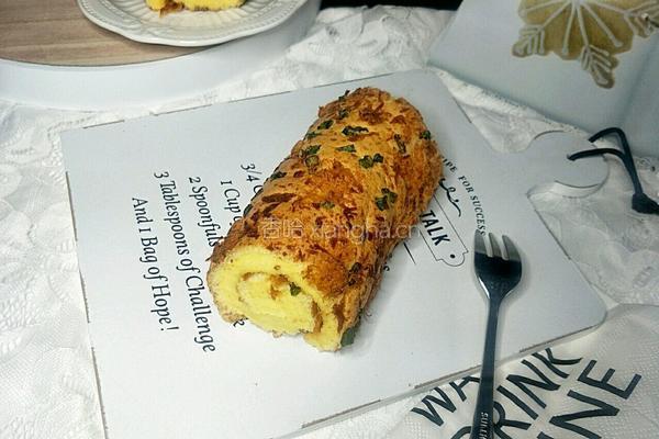 海盐香葱肉松蛋糕卷的做法图解18