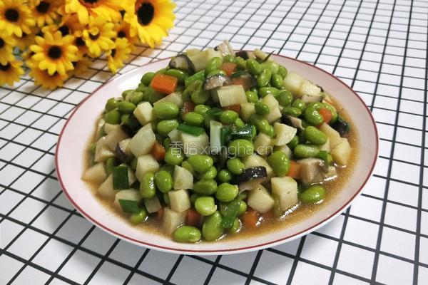 蘑菇茭白炒毛豆的做法图解9
