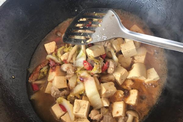 小白菜炖豆腐的做法图解2