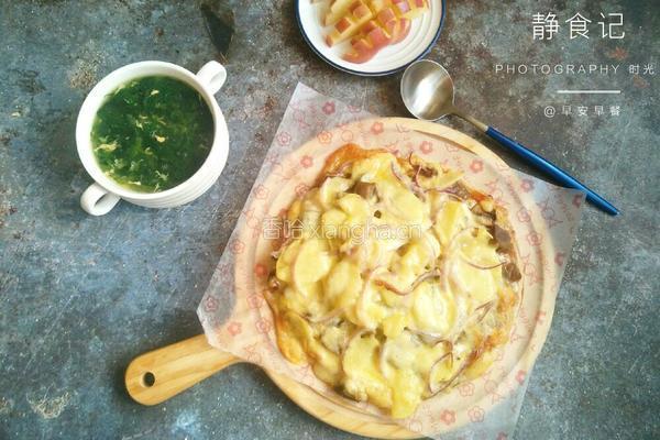 土豆芦笋牛排葱油饼披萨的做法图解14