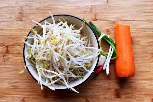 胡萝卜丝炒绿豆芽的做法图解1