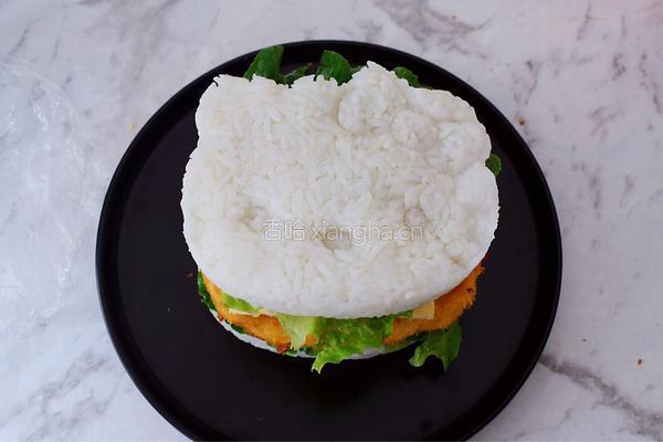 K丅猫米饭鸡排汉堡的做法图解24