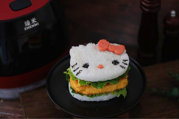 K丅猫米饭鸡排汉堡的做法图解27