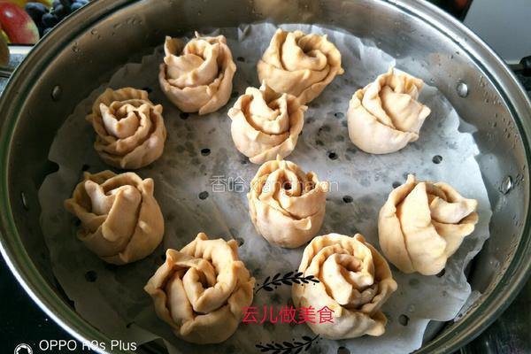黄玫瑰花红薯花卷的做法图解15
