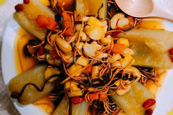 虫草花腰果燉小冬瓜（素菜 )的做法图解5