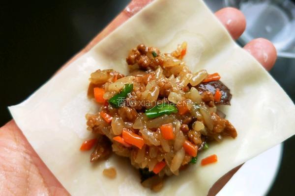 馄饨皮烧麦馅煎饼的做法图解16