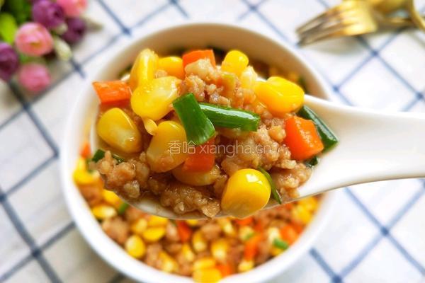 玉米粒炒肉沫的做法图解1
