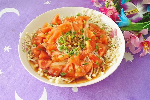 金针菇蒸西红柿的做法图解16