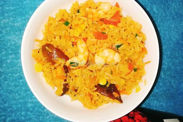 香菇鲜虾炒饭的做法图解6
