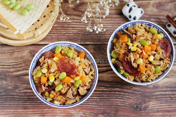 腊肠时蔬焖饭的做法图解9