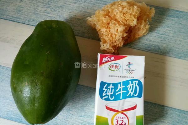 奶香木瓜银耳羹的做法图解1