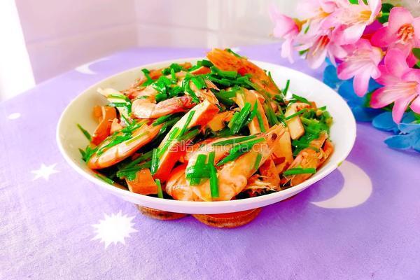 豆腐干韭菜炒虾的做法图解17