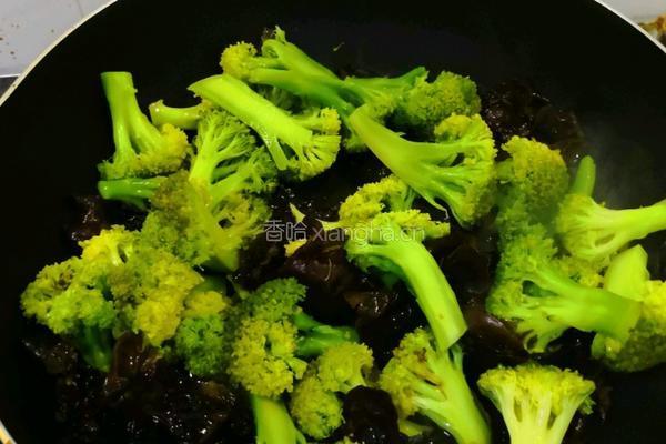 西兰花炒木耳的做法图解8
