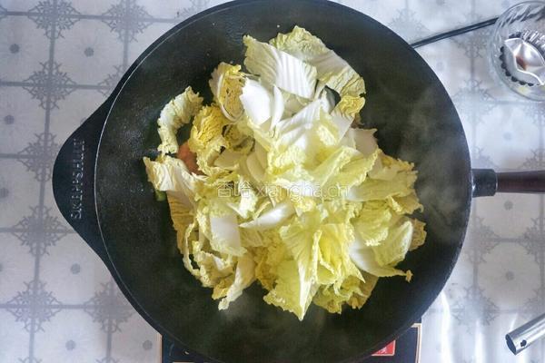 中式炒菜の铁锅鲜虾白菜的做法图解7