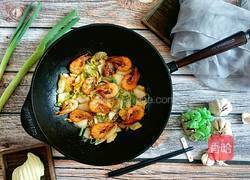 中式炒菜の铁锅鲜虾白菜的做法图解10