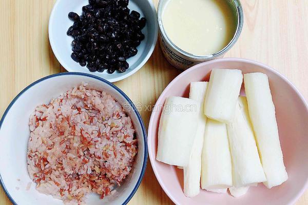 山药蜜豆红米饭团的做法图解1