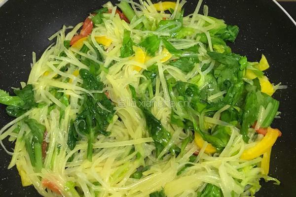 芹菜叶炒土豆丝的做法图解8