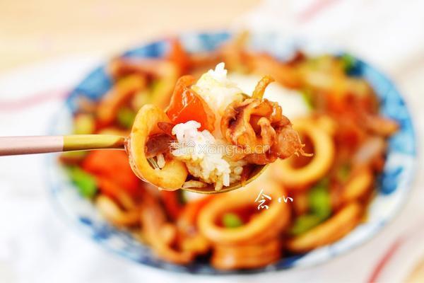爆炒鱿鱼饭的做法图解12