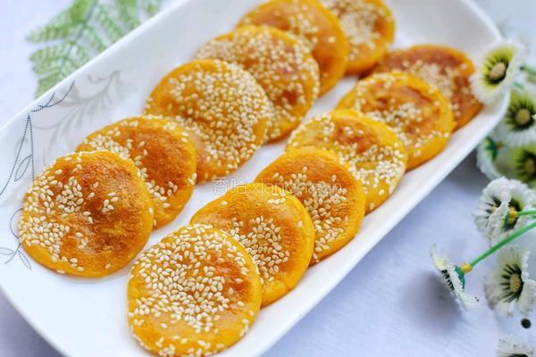 奶香南瓜芝麻饼的做法图解11