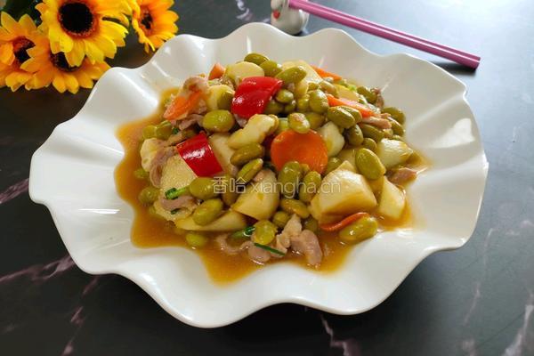 茭白毛豆炒肉丝的做法图解13