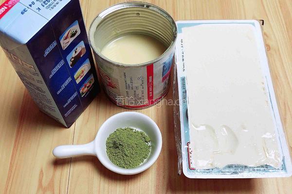 日式抹茶豆腐布丁的做法图解1