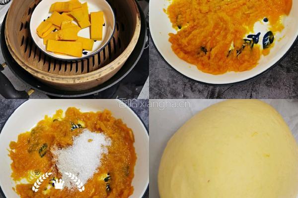 南瓜奶牛豆沙包的做法图解1
