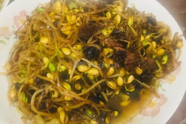 豆豉鲮鱼炒黄豆芽