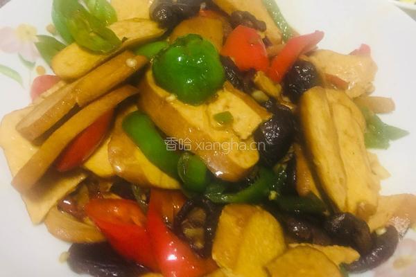 小香菇青椒炒豆干的做法图解9