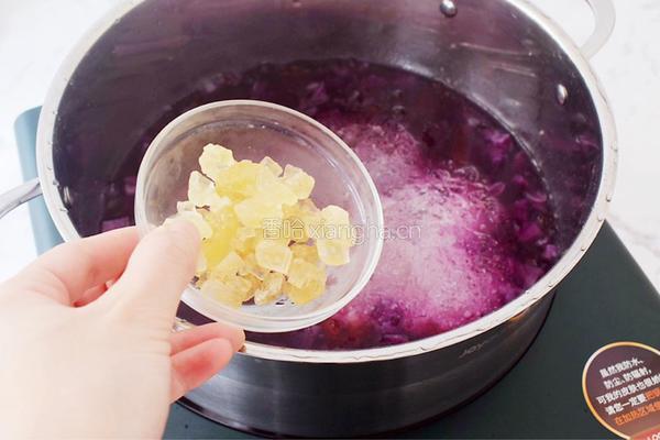 桃胶皂角米雪燕紫薯羹的做法图解10