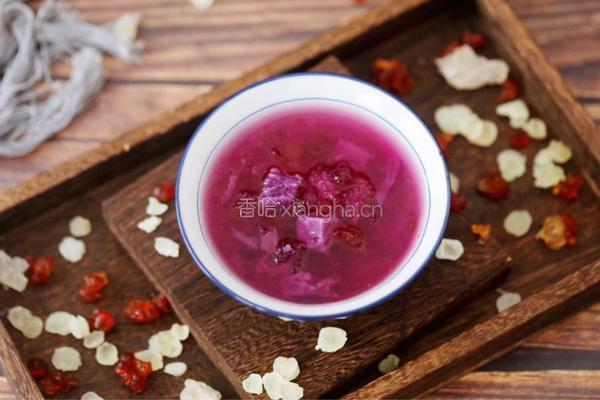 桃胶皂角米雪燕紫薯羹的做法图解13