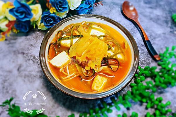 辣白菜豆腐海带汤的做法图解11