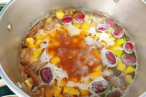 木瓜大脚菌椰汁鸭肉汤的做法图解12