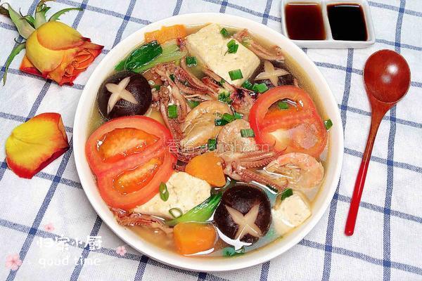 海鲜豆腐蔬菜煲的做法图解16