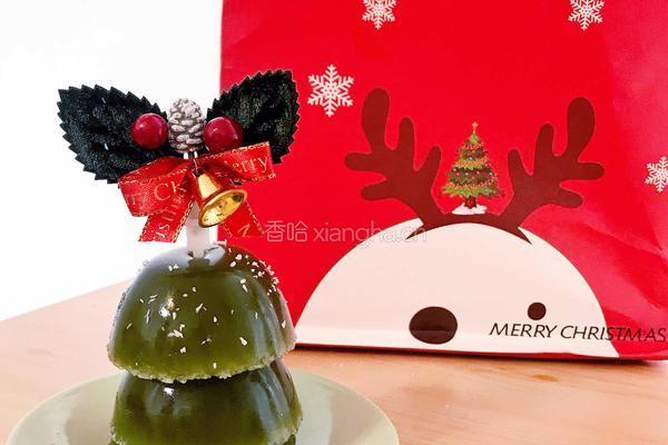 圣诞树抹茶椰蓉钵仔糕的做法图解5