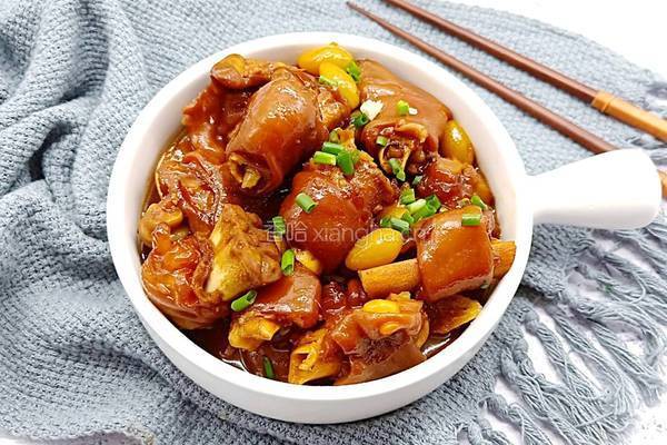 白果焖羊蹄冬日养身滋补菜的做法图解4