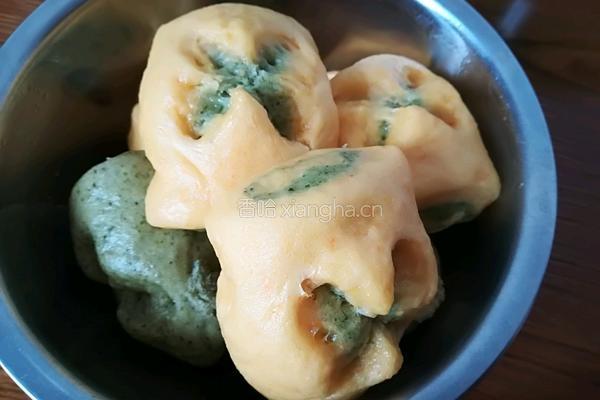 胡萝卜菠菜双色馒头的做法图解8