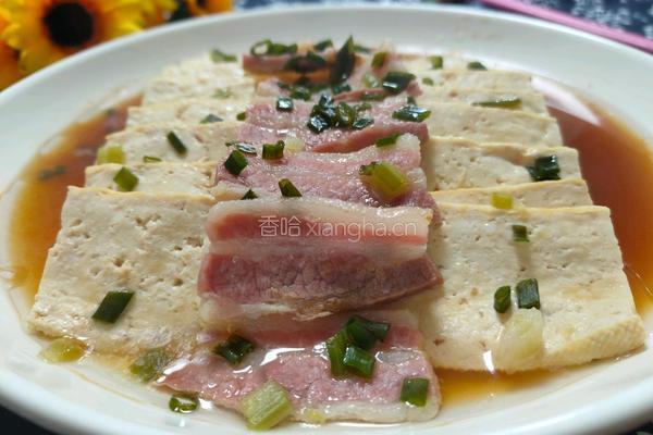 五花咸肉蒸老豆腐的做法图解13