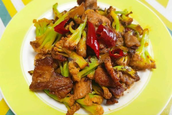 干煸五花肉炒花菜的做法图解8