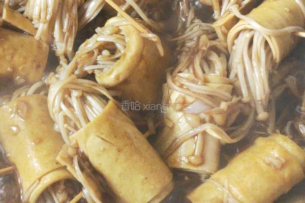 金针菇豆皮卷的做法图解4