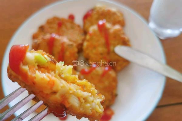 胡萝卜莲藕饼的做法图解7