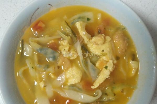 番茄鸡蛋菠菜面块的做法图解12