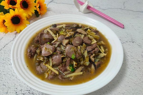 雪菜炒鸭心的做法图解10