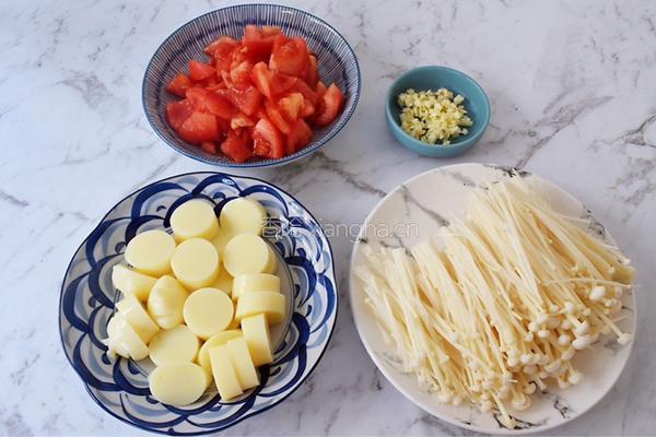 番茄日本豆腐金针菇便当的做法图解2