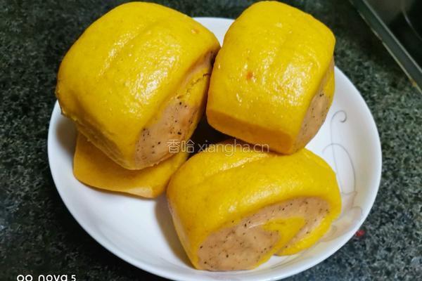双色南瓜火龙果馒头