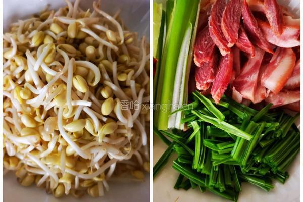 猪头肉炒黄豆芽的做法图解2