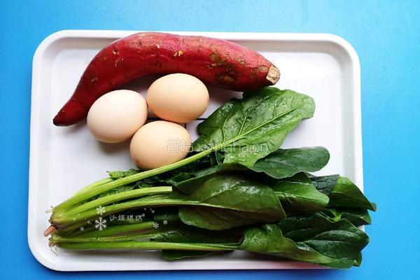 菠菜鸡蛋红薯卷饼的做法图解1