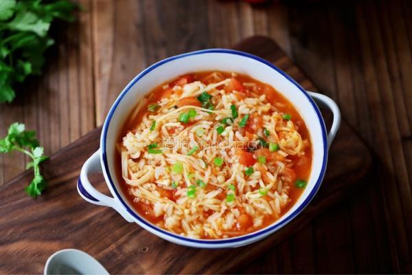 番茄金针菇烩饭的做法图解18