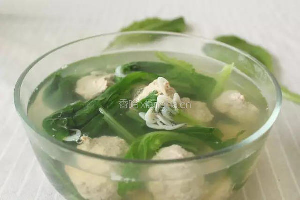 煮一锅小白菜丸子汤，有菜有肉还有汤的做法图解3