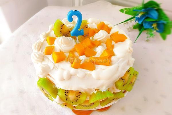 芒果猕猴桃生日蛋糕的做法图解1